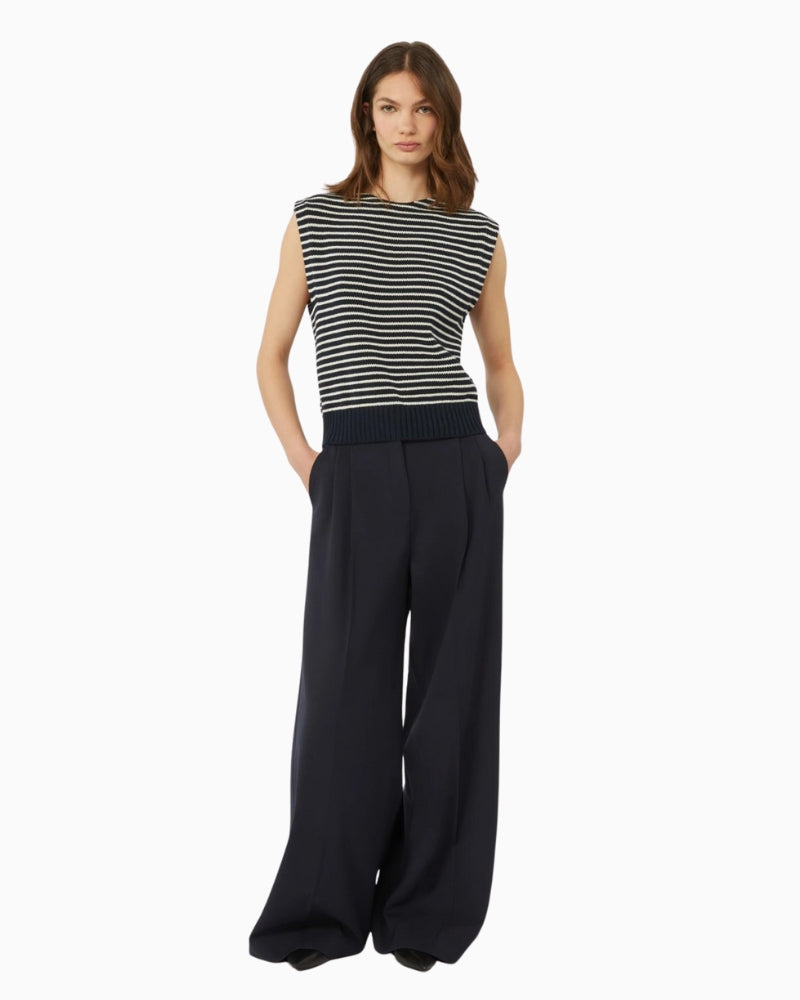 Weekend Max Mara cotton yarn gilet navy, rib hem detail – Áines Boutique