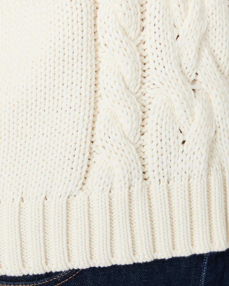 Weekend Max Mara Cotton Yarn Gilet in Ecru cable-knit detail