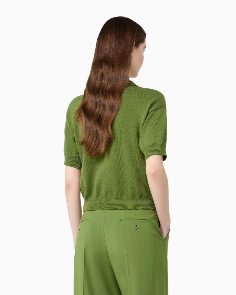 Weekend Max Mara Cotton Yarn Sweater in Green back view