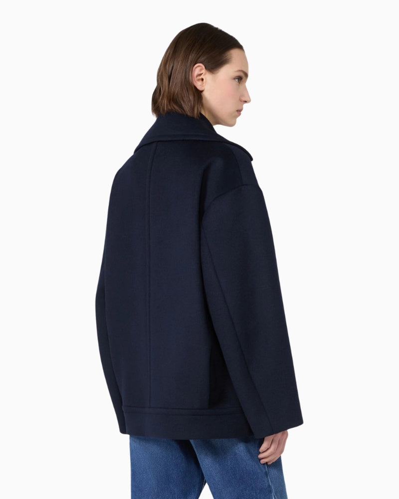 Weekend Max Mara Double-Breasted Pea Coat in Navy back view