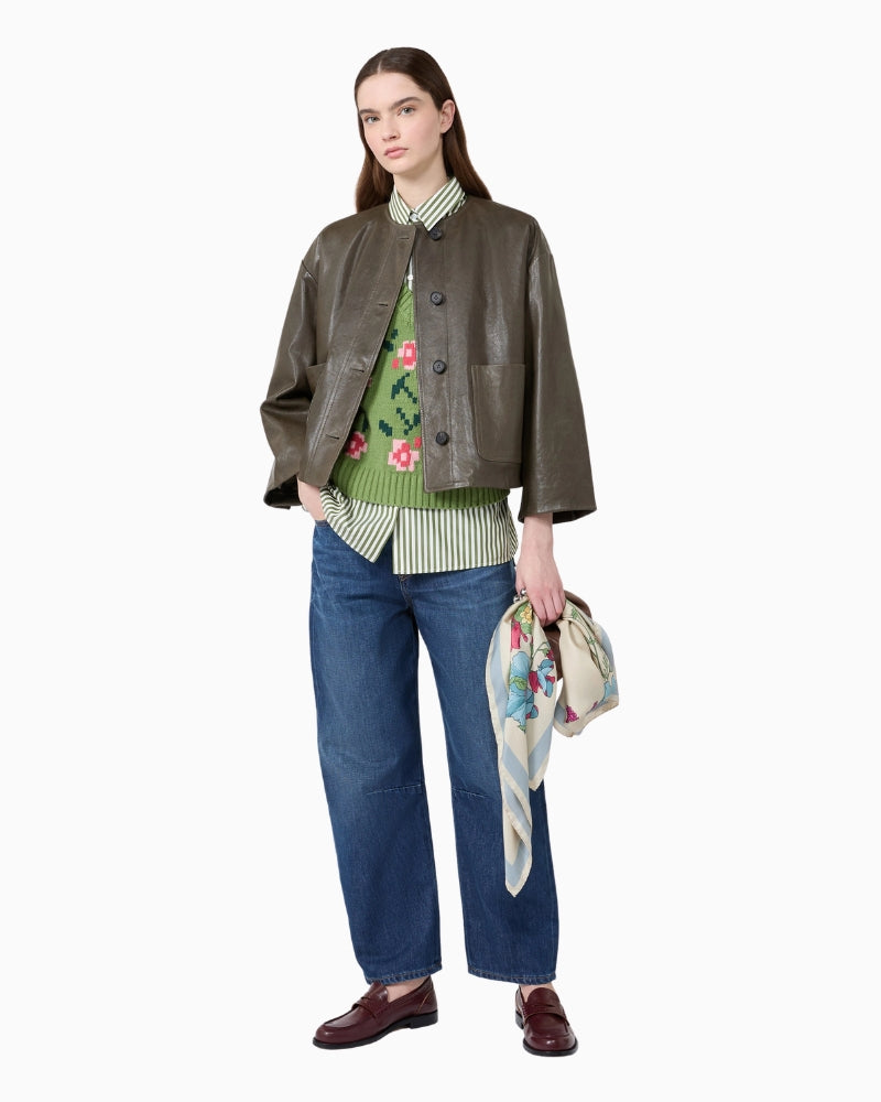 Weekend Max Mara Inlaid Cotton-Blend Gilet in Green front view