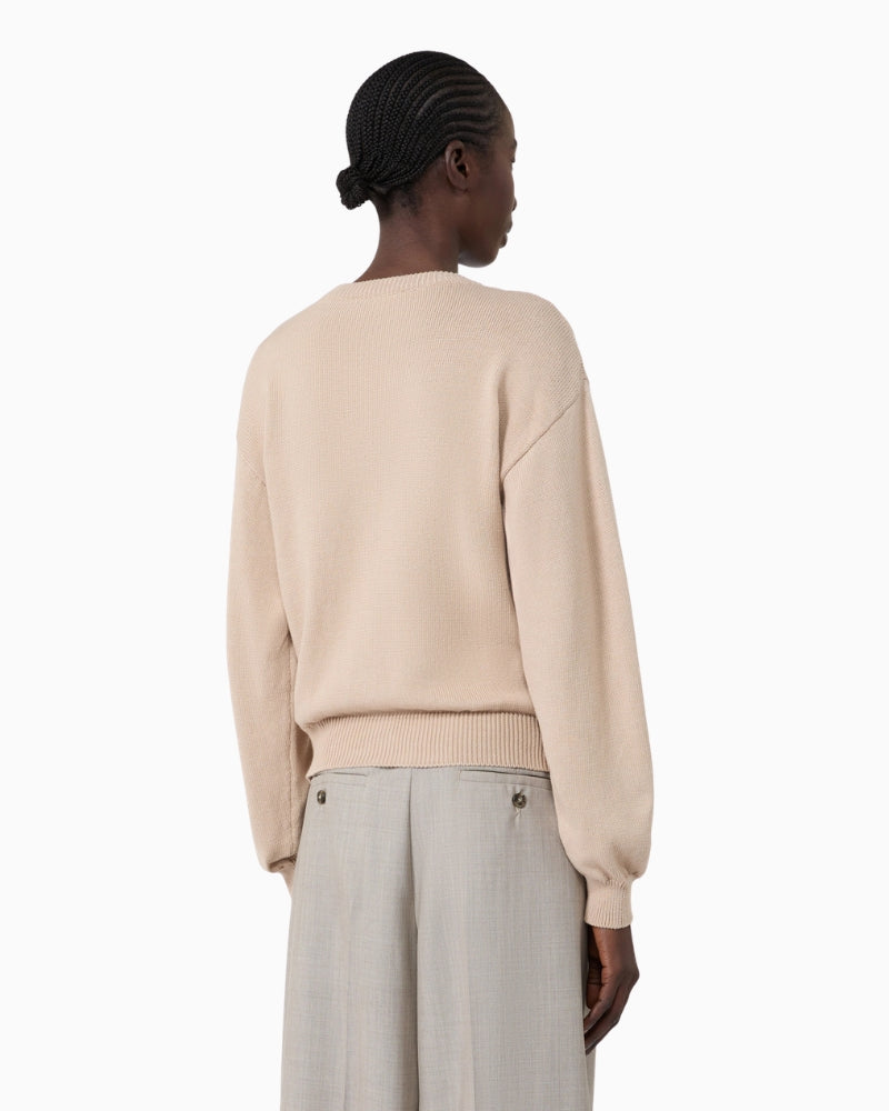 Weekend Max Mara Inlay-Detail Cotton Yarn Cardigan in Beige back view