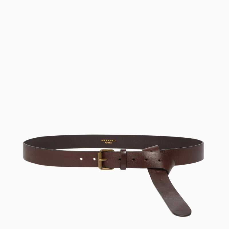 Weekend Max Mara Leather Belt in Dark Brown full product view