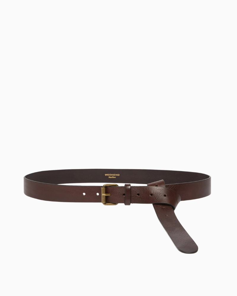 Weekend Max Mara Leather Belt in Dark Brown full product view