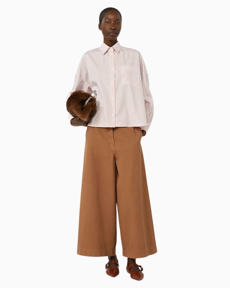 Weekend Max Mara oversized cotton shirt pink, styled with trousers – Áines Boutique