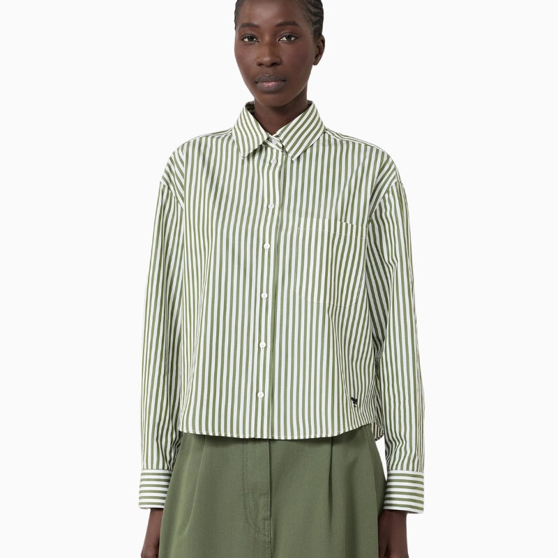 Weekend Max Mara Panetto Cotton Poplin Shirt in Green front view