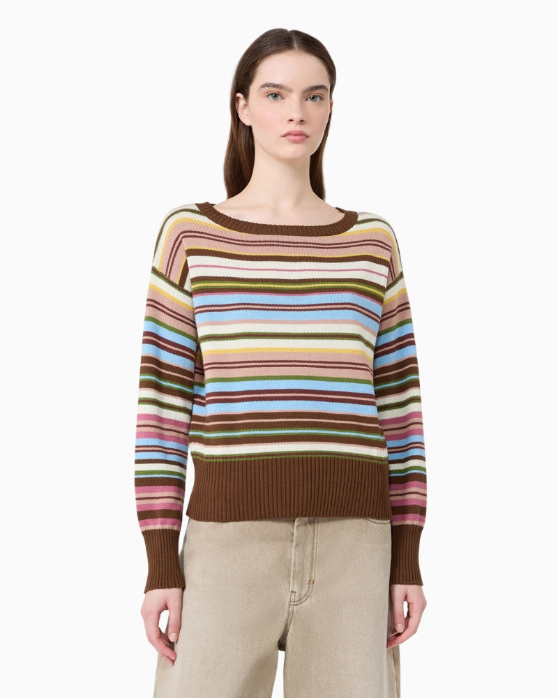 Weekend Max Mara Pure Cotton Yarn Sweater in Multicolour front view