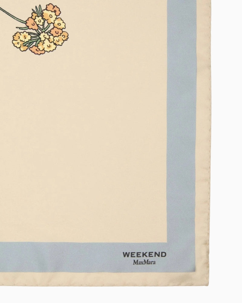 Weekend Max Mara Silk Twill Scarf in Multi logo detail