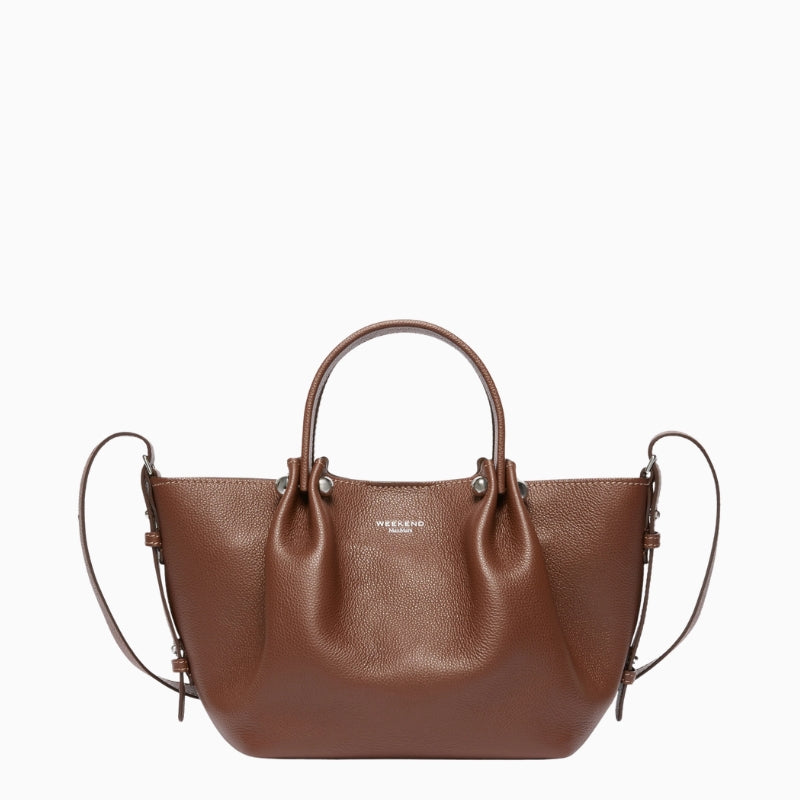 Weekend Max Mara Small Leather Tote Bag in brown front view