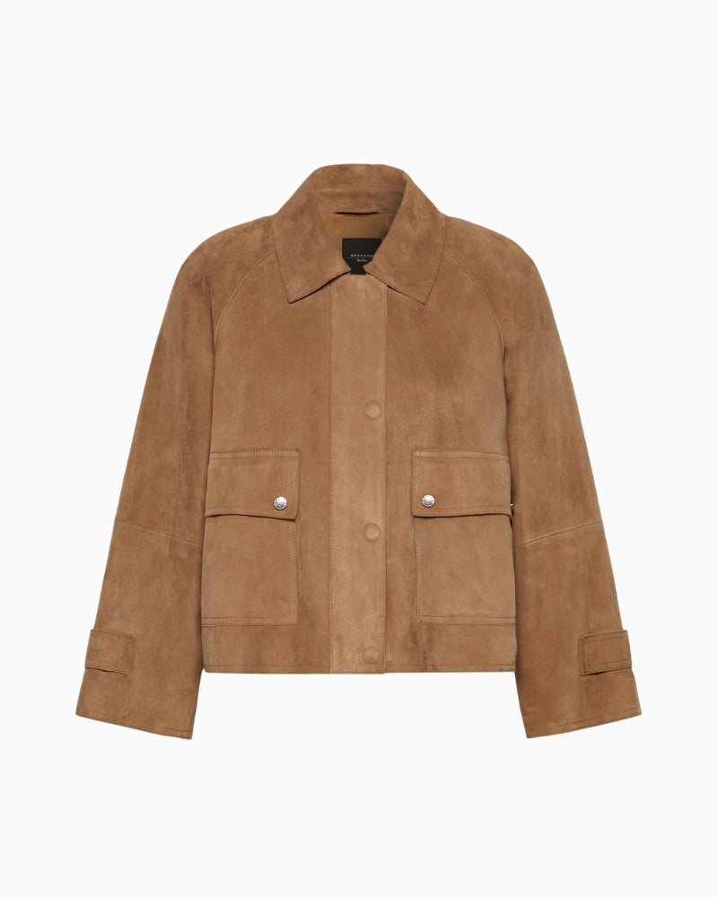 Weekend Max Mara Soft Suede Jacket in Tan pocket detail