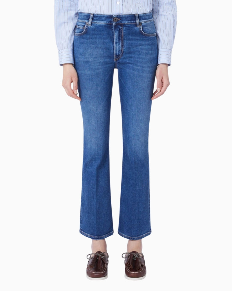 Weekend Max Mara super stretch skinny jeans navy, hem flare detail – Áines Boutique