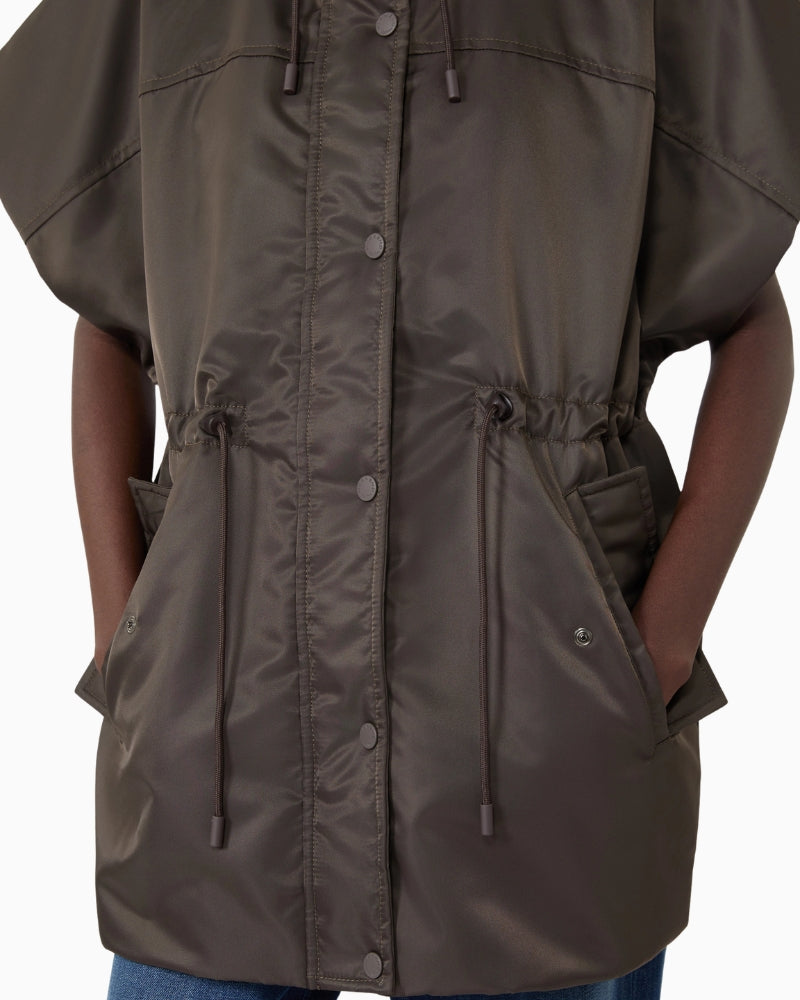 Weekend Max Mara Water-Repellent Twill Padded Gilet in Mud Brown pocket detail