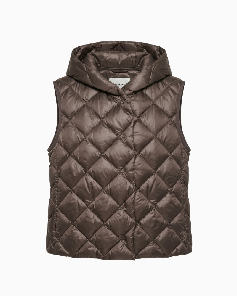 Weekend Max Mara Water Repellent Padded Gilet in brown front view