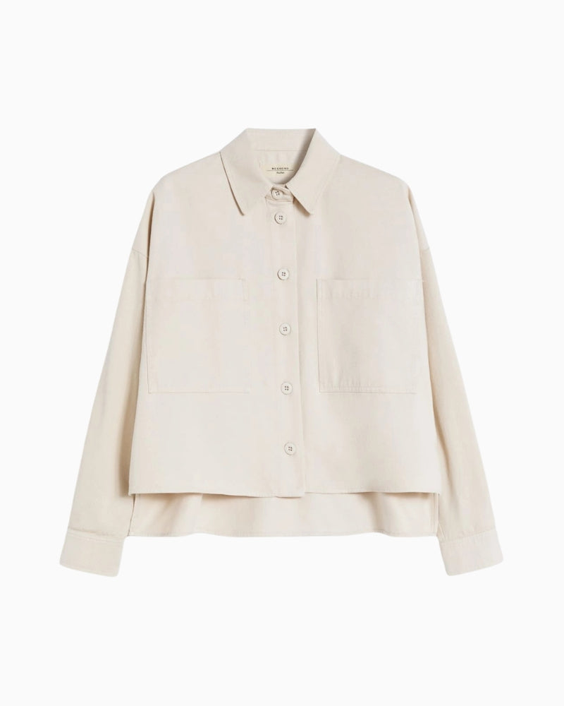 Weekend Max Mara Wkdradente cotton drill shirt beige front view