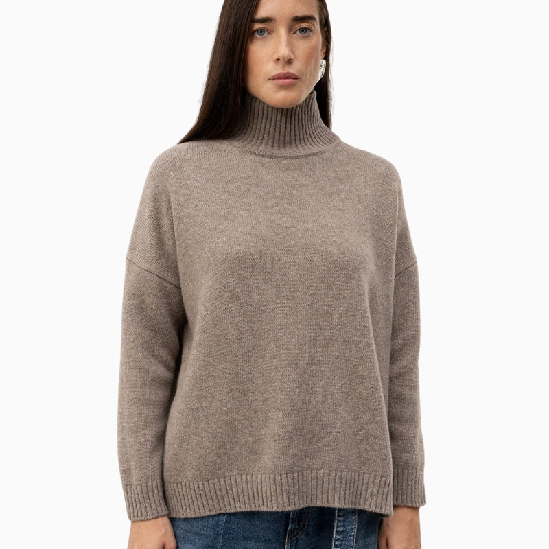 Weekend Max Mara Wool Turtleneck Jumper in Light Brown sleeve and cuff detail