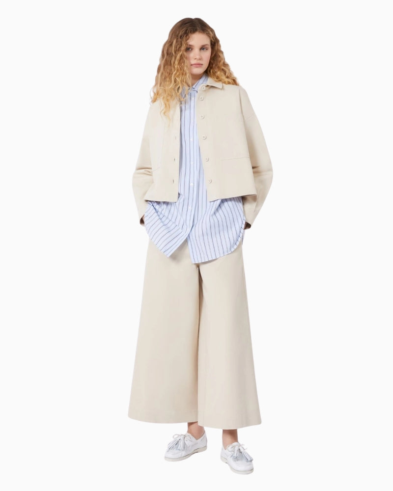 Weekend Max Mara cotton drill shirt collar and cuff detail