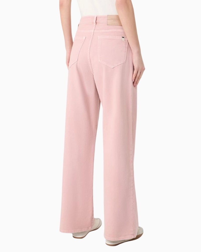 Weekend Max Mara cotton drill wide leg trousers pink back view