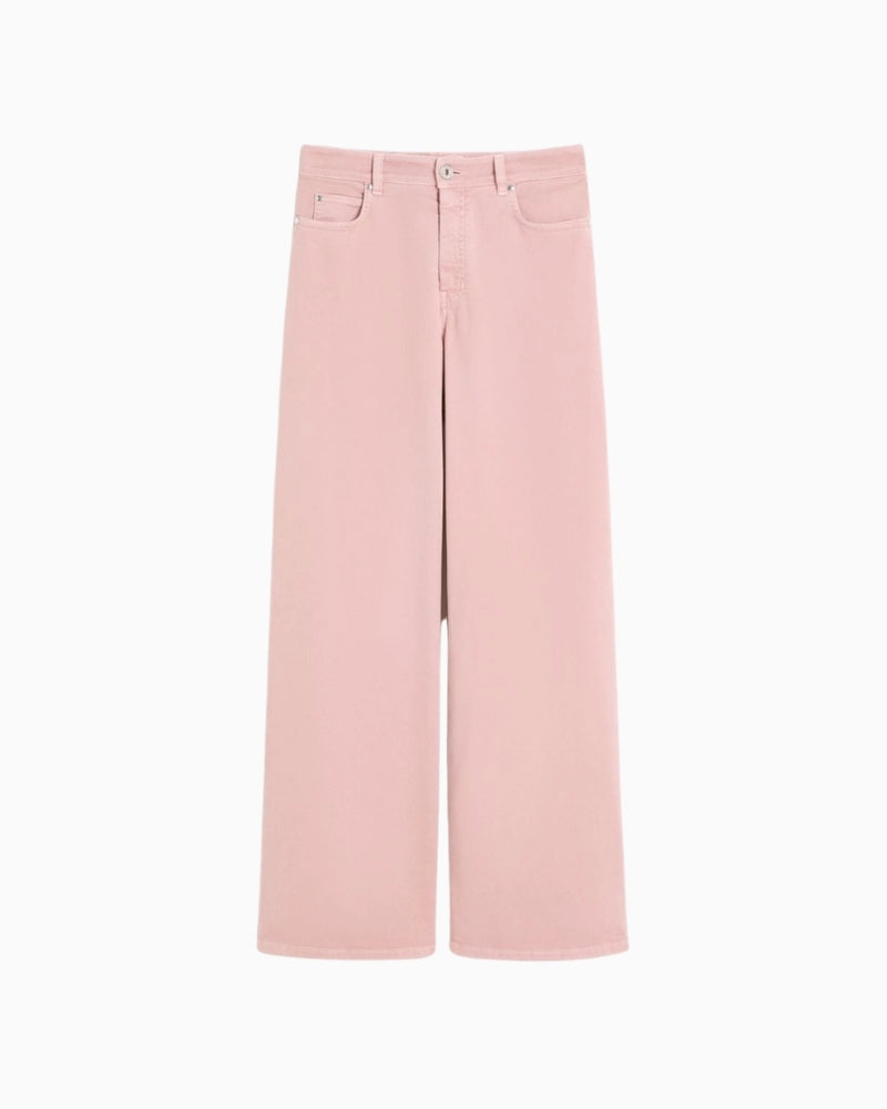 Weekend Max Mara cotton drill wide leg trousers pink full length