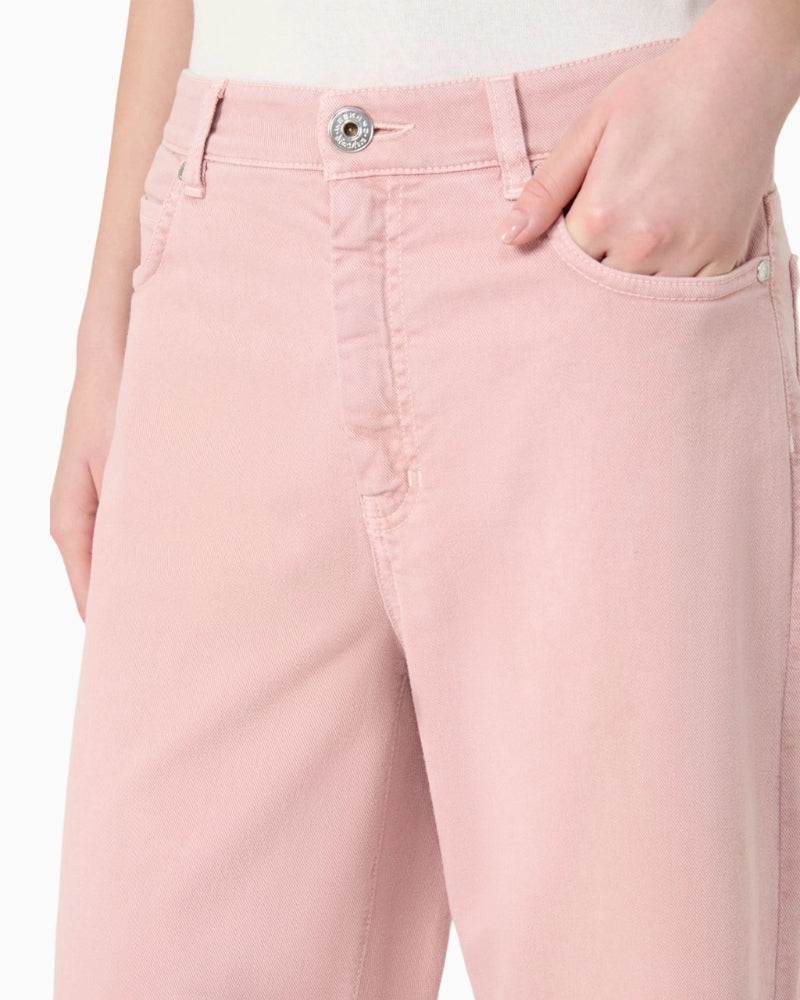 Weekend Max Mara cotton drill wide leg trousers pink pocket detail