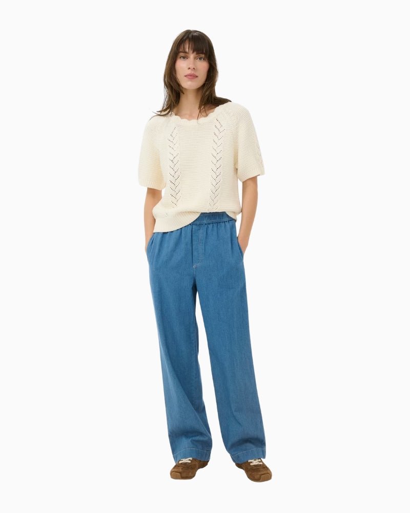 Part Two AinaPW Trousers in Medium Blue Denim full-length leg view