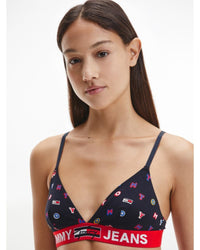 Tommy Hilfiger - Triangle Bralette Print in Navy - Close View