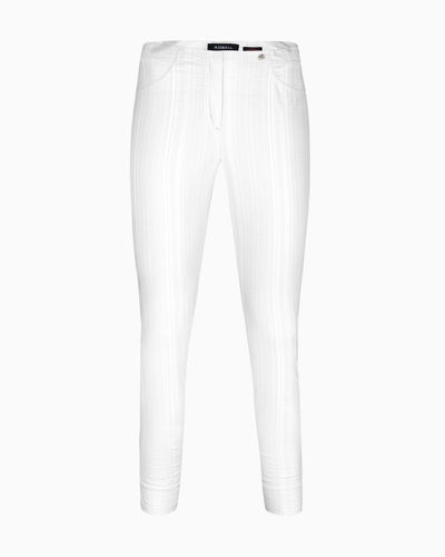 Robell - Bella Seersucker Trousers WHITE