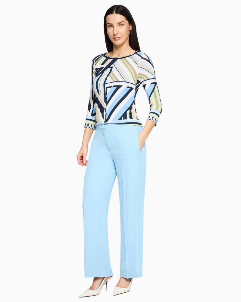 Betty Barclay Basic T-Shirt blue green patterned full outfit view