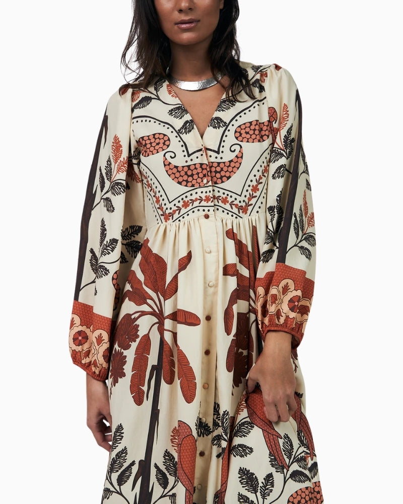 Lollys Laundry SaraiLL Maxi Dress creme print detail
