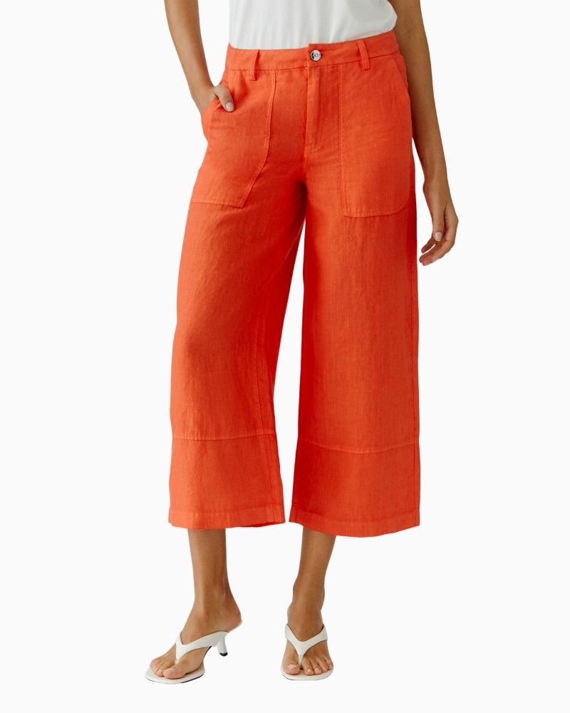 Oui linen wide leg trousers pinciana orange front product view