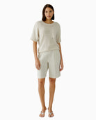 Oui Linen Bermuda Shorts in Biscuit outfit view