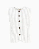 Barbour Sloane striped waistcoat white dark navy stripe front view