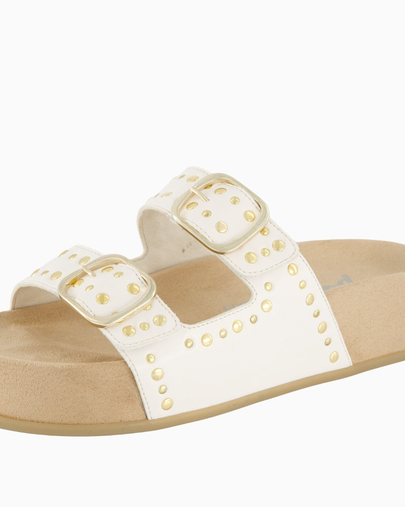Paul Green Studded Mules in White stud detail