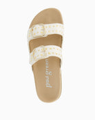 Paul Green Studded Mules in White top view with buckle straps