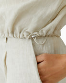 Oui Linen Blouson Jacket in Biscuit waist tie detail