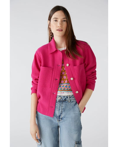 Oui - Wool Shacket in Pink