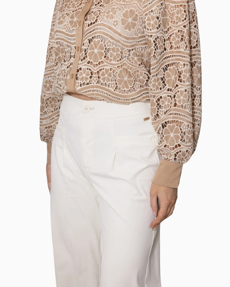 Kimara Ivy Pants Silver White waistband detail