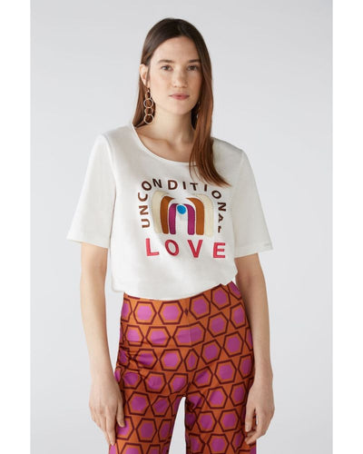 Oui - Love T-Shirt in Off White