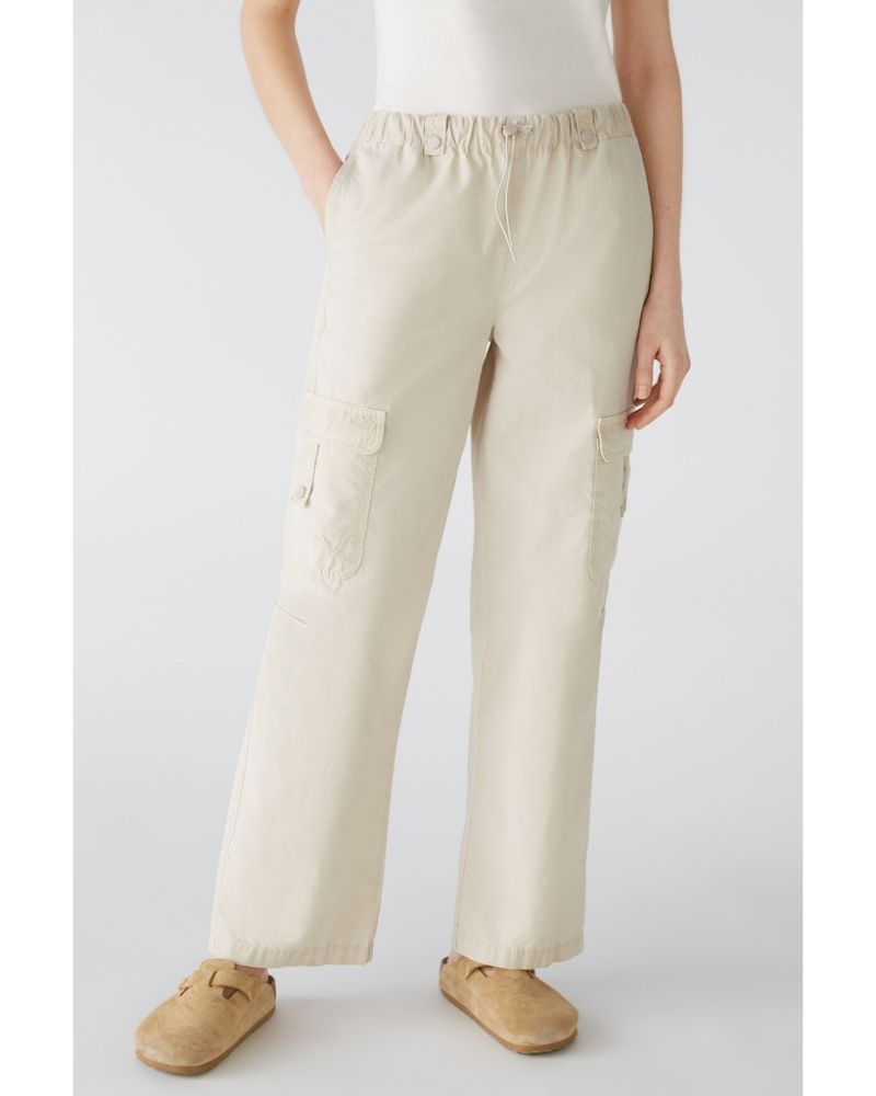 Oui - Cargo Pant in Beige