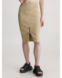 Calvin Klein - Hook & Eye Knitted Skirt in Camel