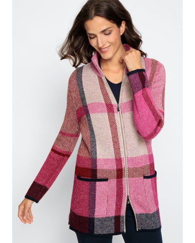 Olsen - Zip-Up Cardigan in Pink