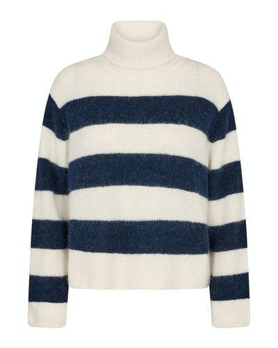 Mos Mosh - Aidy Thora Stripe Rollneck Knit Top in Navy