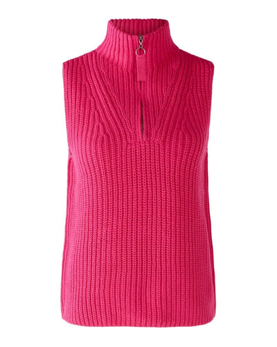 Oui - Half Zip Vest in Pink