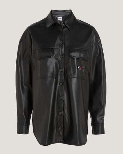 Tommy Jeans - Oversized Pleather Overshirt in Black