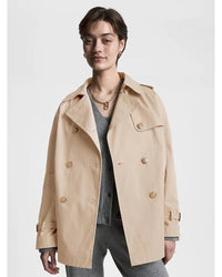 Tommy Hilfiger - Peached Cotton Short Trench Coat in Beige