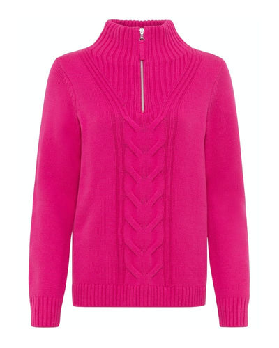 Olsen - Half Zip Jumper in Pink