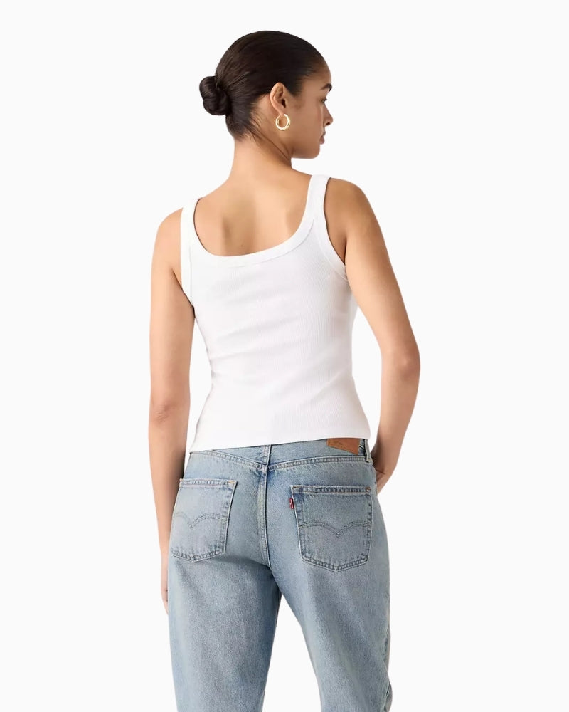 Levi's Essential Ribbed Tank Top bright white back view