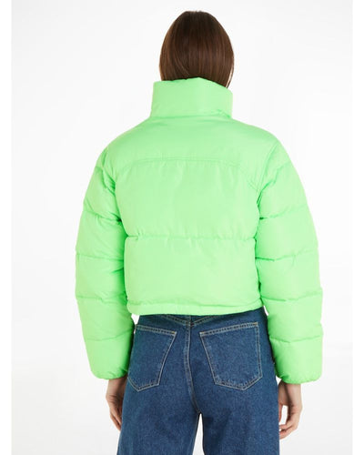 Calvin Klein - Non Down Cropper Puffer Coat in Green - Rear View