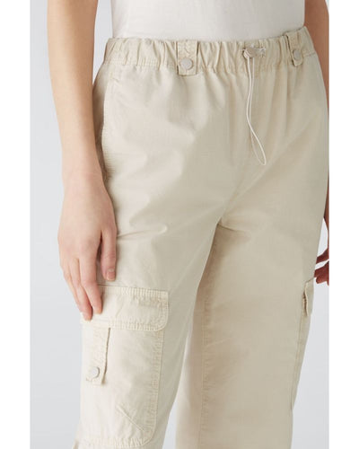 Oui - Cargo Pant in Beige - Close View