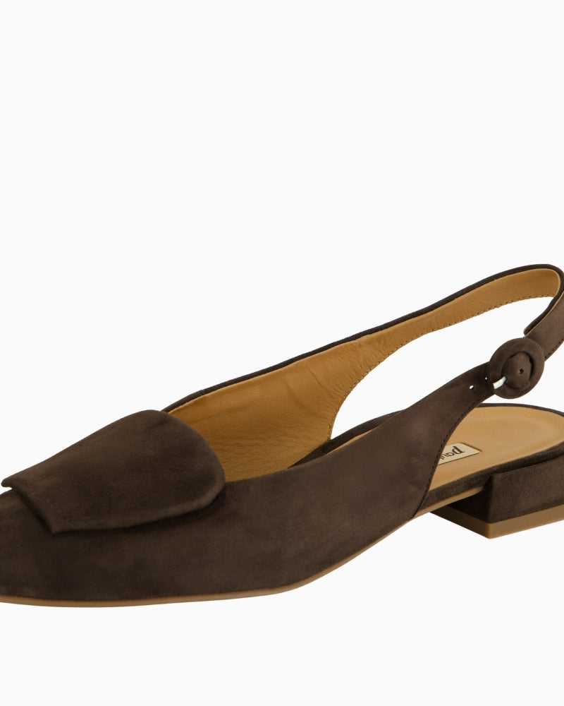 Paul Green Sling-Back Wedges in Brown sling-back strap detail