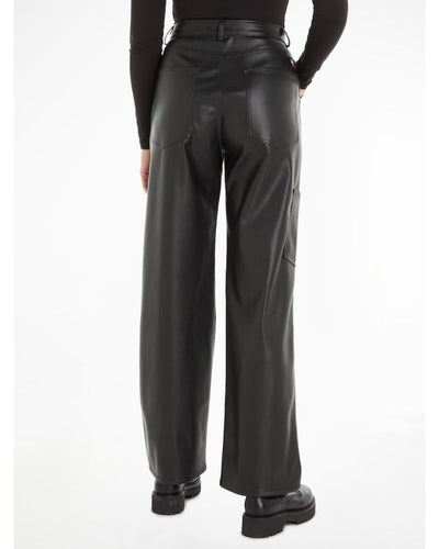 Tommy Jeans - Daisy LR Baggy Pleather Pant in Black - Rear View